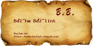 Bőhm Bálint névjegykártya